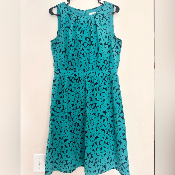 LOFT Women's Dress in Teal and Black - Picture 9 of 10